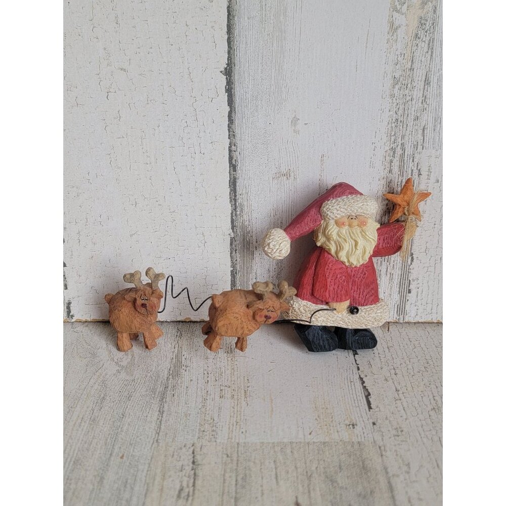 CMI 1999 Santa Claus walking reindeer figure Xmas decor‎